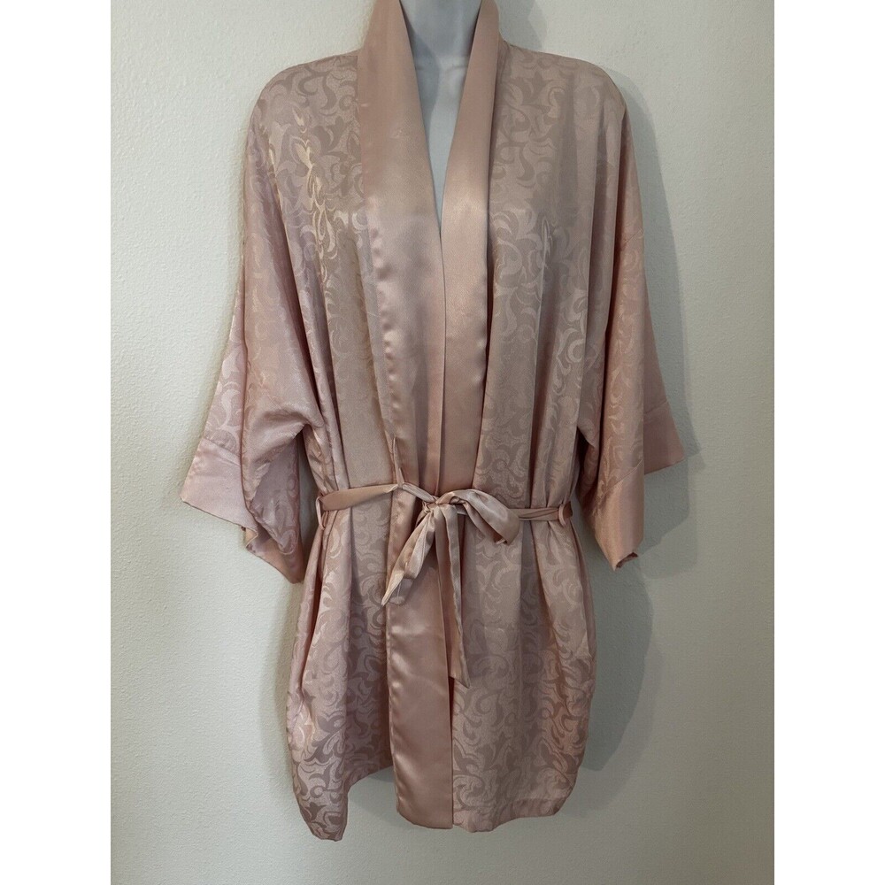 Vintage Victoria’s Secret Gold Label Satin Floral Robe Kimono OS Pink 80s/90s
